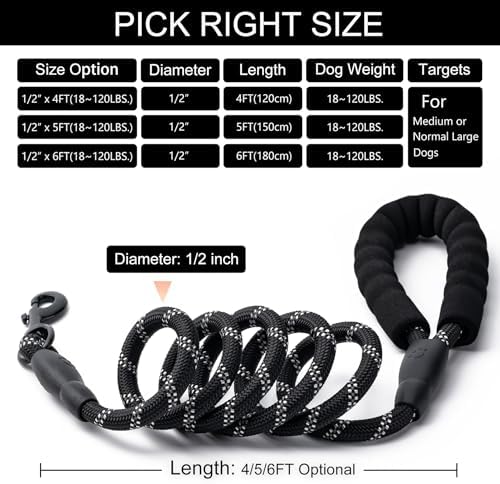 2 Pack Dog Leash, Heavy Duty Nylon Rope Pet Leashes - Image 5