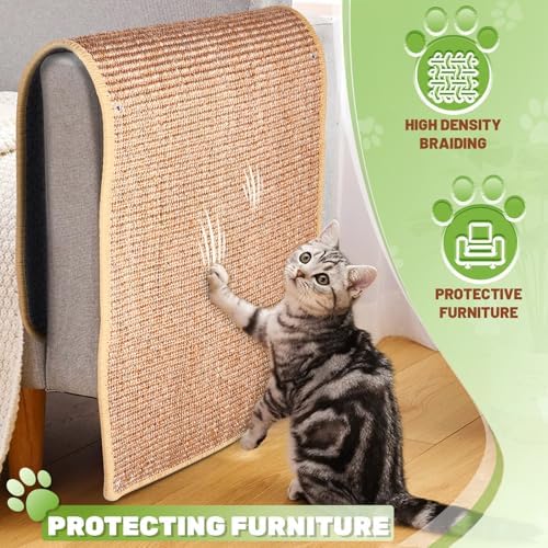 Uranshin Natural Sisal Cat Wall Climbing Carpet, Wall Scratcher Mat Pad - Image 5