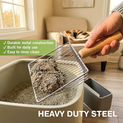 Cat Litter Scoop, Metal Litter Scooper – 5X Faster No-Shake Sifting Design - Image 5