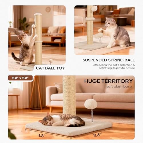 FDW 22 Inch Cat Scratching Post, Natural Sisal Cat Pole - Image 3