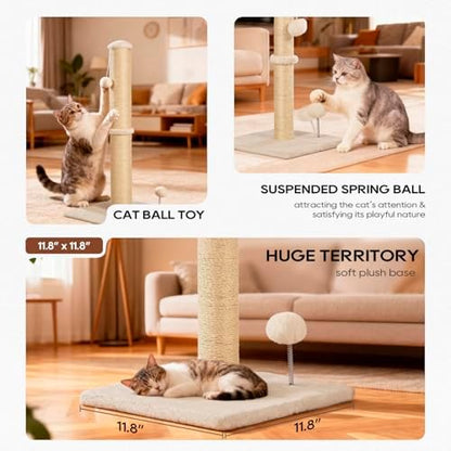 FDW 22 Inch Cat Scratching Post, Natural Sisal Cat Pole - Image 3