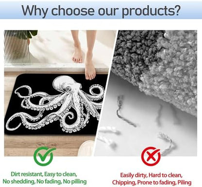 Bathroom Rug 29.5"x17", Cute Octopus Bath Mat - Image 4