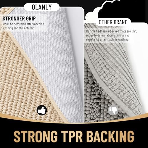 OLANLY Thick Chenille Large Bathroom Rugs 59x35, Absorbent Bath Mat - Image 5