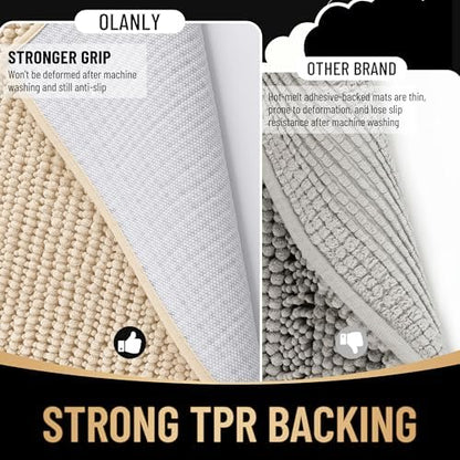 OLANLY Thick Chenille Bathroom Rugs 36x24, Soft Absorbent Bath Mat - Image 5
