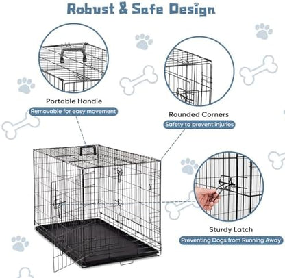 DUMOS 36 Inch Dog Crate, Foldable Small Medium Dog Cage Pet Kennel - Image 2