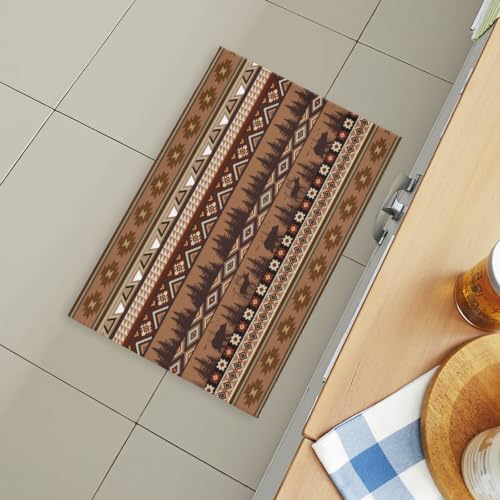 Giwawa Rustic Bear Deer Bath Rug Boho Ethnic Plush Carpet 16x24 Inch Soft - Image 6