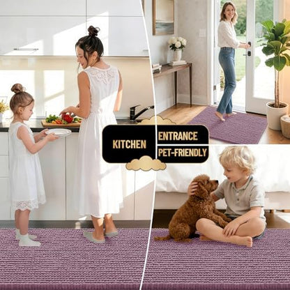 OLANLY Thick Chenille Small Bathroom Rugs Mats 24x16, Deep Plum - Image 6