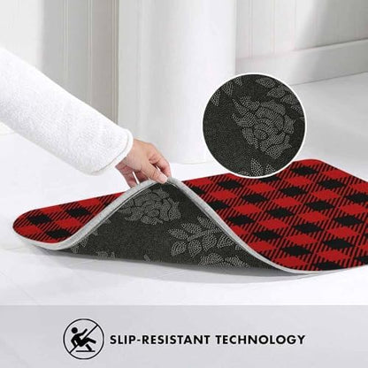 Buffalo Plaid Bath Mats for Bathroom Red Buffalo Check Stripes Geometric - Image 5