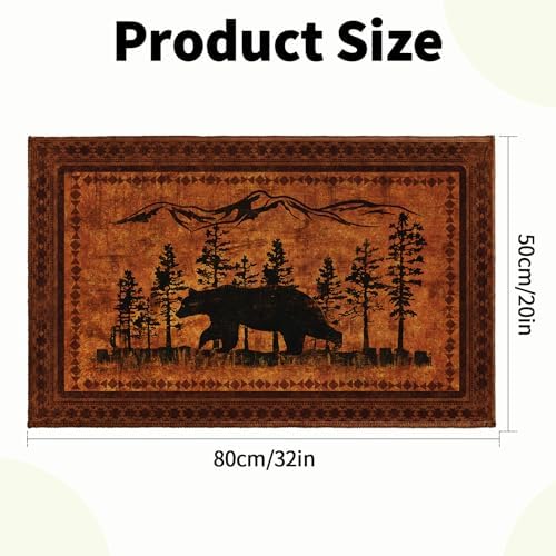 Giwawa Forest Bear Bath Rug Rustic Cabin Absorbent Plush Floor Mat 20"x32" Soft - Image 3