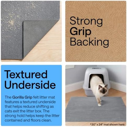 GORILLA GRIP Cat Litter Box Mat, Soft Felt Scatter Catcher - Image 3