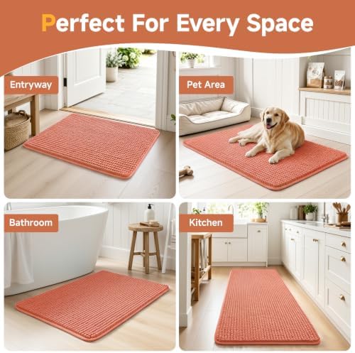 Ophanie Orange Bathroom Rugs 24x17, Soft Chenille Bath Mat, Non Slip Absorbent - Image 7