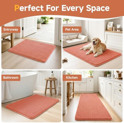Ophanie Orange Bathroom Rugs 24x17, Soft Chenille Bath Mat, Non Slip Absorbent - Image 7