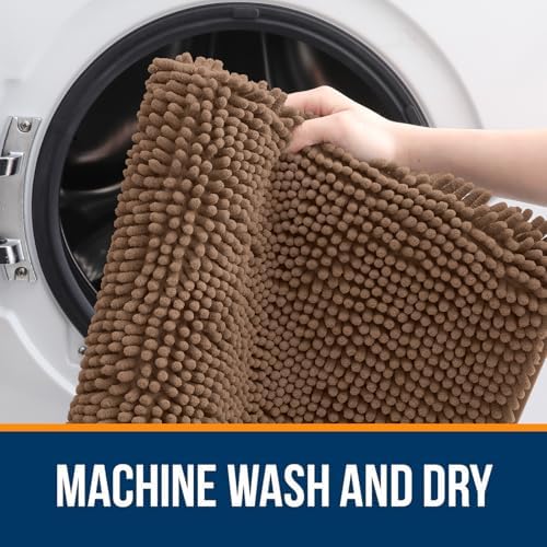 OLANLY Toilet Rugs U-Shaped 24x24, Soft Absorbent Chenille Contour Rugs - Image 5