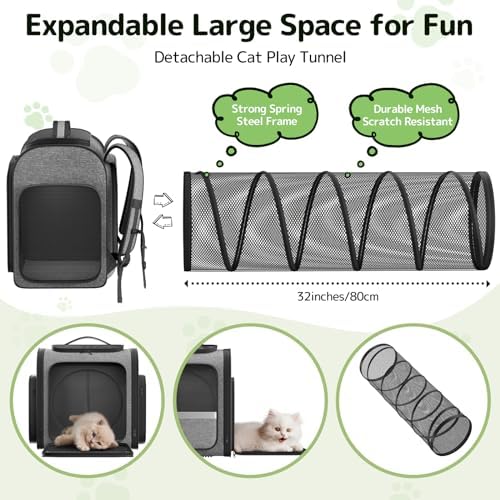 Pawtners Cat Backpack with Play Tunnel, Design - Image 2