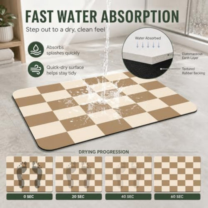 Natural Diatomaceous Earth Bath Mat, Ultra Thin Quick Dry Floor Rug - Image 4