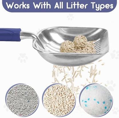 Showvigor Cat Litter Scoop, Metal Cat Scooper, Plastic Handle Scoop, Sifting - Image 3