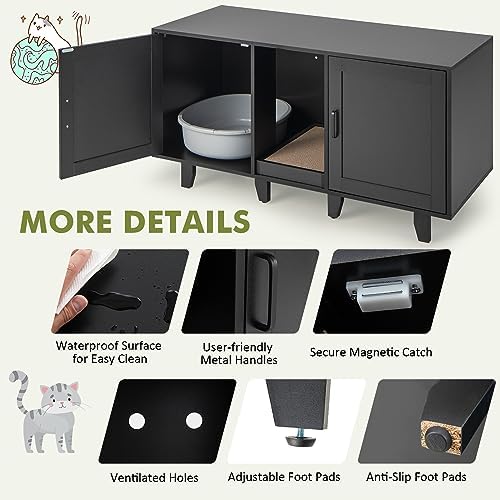 Tangkula Patented Double Cat Litter Box Enclosure - Image 5