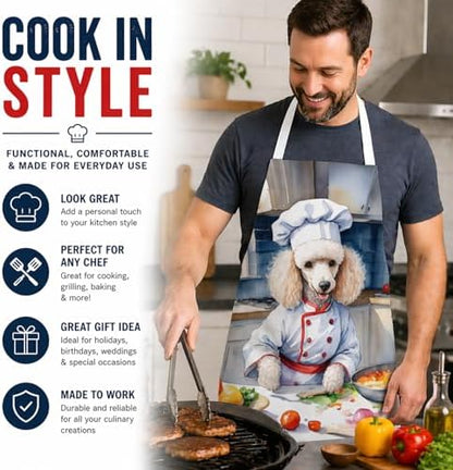 Caroline's Treasures White Poodle The Chef Apron Cooking Kitchen Server Baking - Image 2