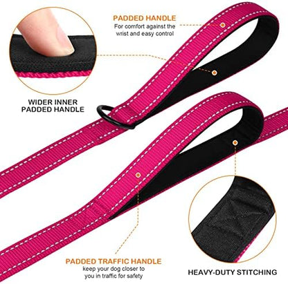 Joytale Dog Leash for Large Dogs that Pull, Double Handle, Hot Pink - Image 2