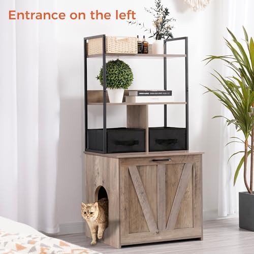 DWANTON Cat Litter Box Enclosure, 2 Storage Shelves and 2 Drawers - Image 3