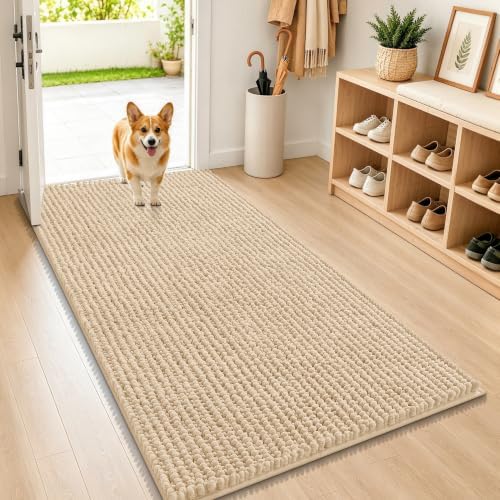 Smiry Dog Door Mat for Muddy Paws 47x24, Ultra Absorbent Chenille Doormat by Smiry