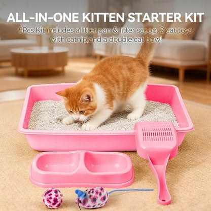PAWISE Cat Litter Box Set, Small Kitten Starter Kit, Includes Litter Box - Image 2