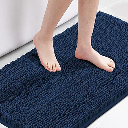 H.VERSAILTEX Navy Bath Mat for Bathroom, Microfiber Bath Rugs Chenille Floor by HVERSAILTEX