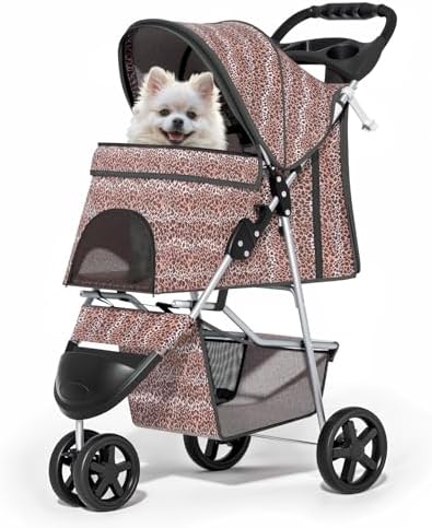 MoNiBloom Pet Stroller for Small/Medium Dogs and Cats, Leopard Print by Monibloom