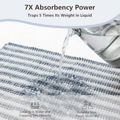 Chenille Bathroom Rug Non Slip Washable, Absorbent Bath Mat - Image 5