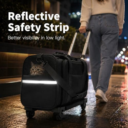 Pet Carrier with Wheels, Airline Approved Expandable Soft-Sided Travel Bag - Image 7