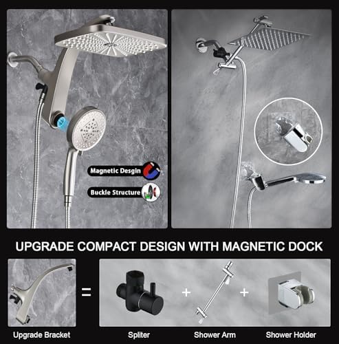 Rain Shower Head with Handheld Showerhead, Nickel 1.8GPM 460311 - Image 5