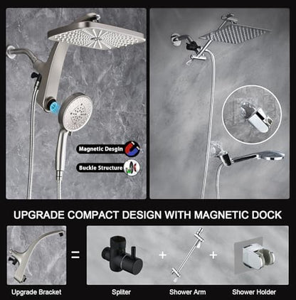 Rain Shower Head with Handheld Showerhead, Nickel 1.8GPM 460311 - Image 5