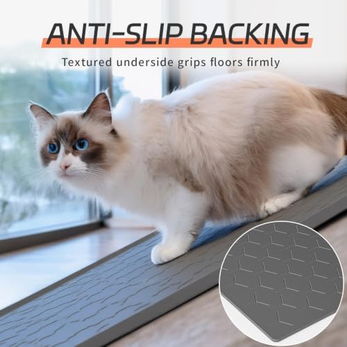 Bulkniu Silicone Cat Litter Mat, Raised Edge Waterproof, Dark Grey - Image 5