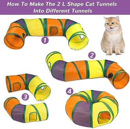 Retro Shaw 33Pcs Cat Toys for Indoor Cats, 2 Way Cat Game Tunnels - Image 3