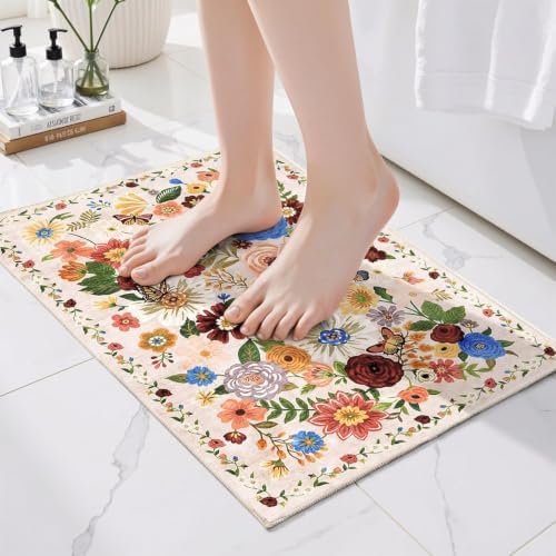 Bath Mat 17x24 Non Slip, Washable Low Pile Area Rug by WelcometoBabovid