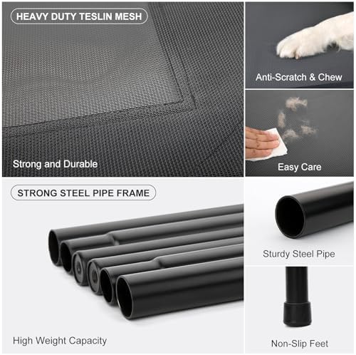 Cooling Elevated Dog Bed with Non-Slip Floor Protectors & Breathable Mesh - Image 3