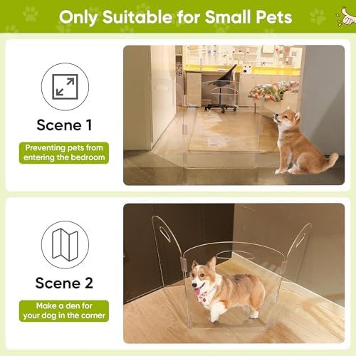 Clear Acrylic Dog Gate, 3-Panel Freestanding Pet Fence - Image 4