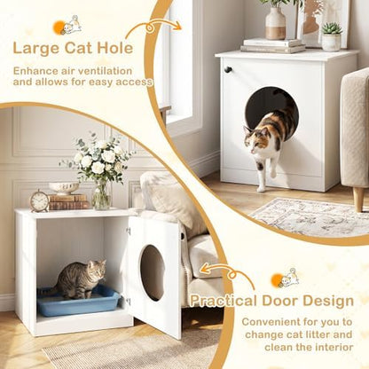 Tangkula White Cat Litter Box Enclosure - Image 5