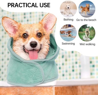 Dog Bathrobe, Fast Drying Coat, Super Absorbent Bath Towel Green L - Image 5