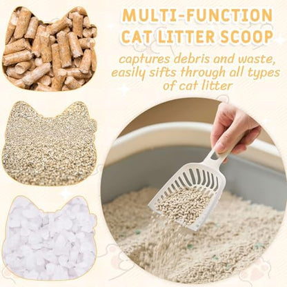 24 Pieces Cat Litter Scoop Bulk Plastic Long Handle White - Image 5