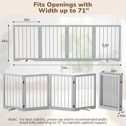 Free Standing Dog Gate Indoor, Foldable Dog Gate - Image 6