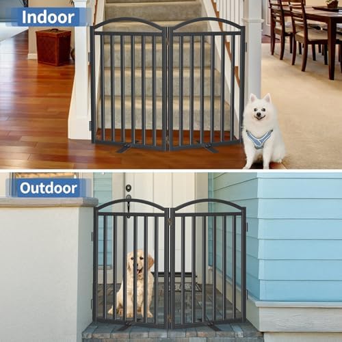 Malier Metal Freestanding Dog Gates, Outdoor Indoor Dog Fences, Extra Wide - Image 6