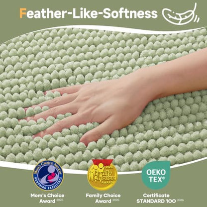 Ophanie Sage Green Bathroom Rugs Sets 3 Piece, Soft Chenille Bath Mat, Non Slip - Image 3