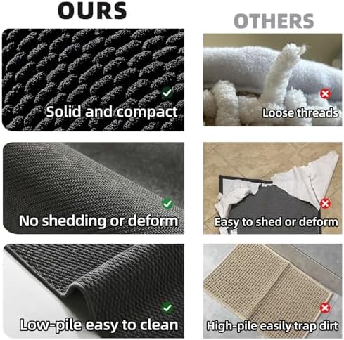 TYUU Black Bathroom Rugs Non Slip Washable, Super Absorbent Thin Bath Mat Quick - Image 6