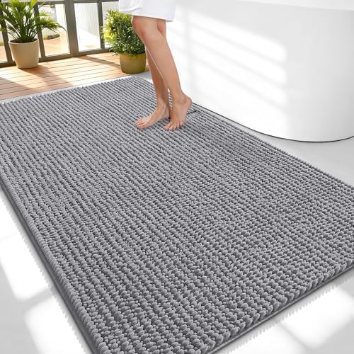OLANLY Thick Chenille Large Bathroom Rugs 59x35, Absorbent Bath Mat by OLANLY