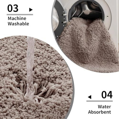 Disolla Taupe Grey Bathroom Runner Rug 24x70, Plush Extra Large Bath Mat - Image 5