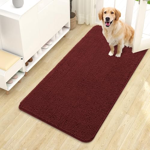 OLANLY Dog Door Mat for Muddy Paws 44x24, Super Absorbent Chenille Mud Mat by OLANLY