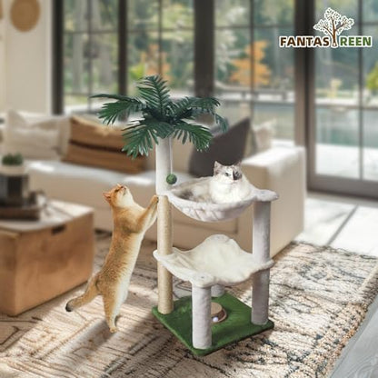 Fantasreen Cat Tree 40'' with Double Hammock & Interactive Toy - Image 6