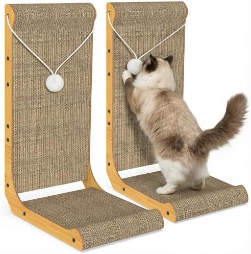 2-Pack Cat Scratching Board, 25.6'' Tall L-Shaped Cardboard Cat Scratcher by Unknown