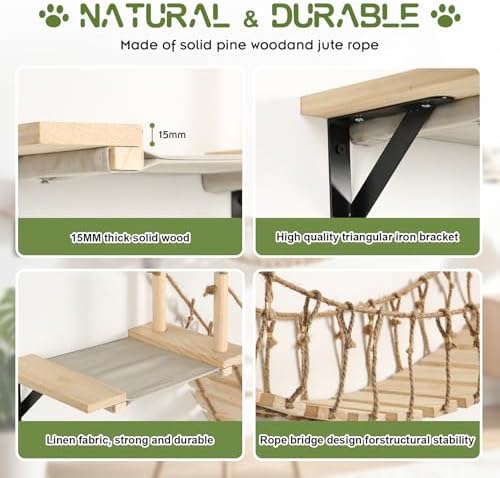 Cat Wall Shelves, Wall Mounted Cat Climber Set - Image 4